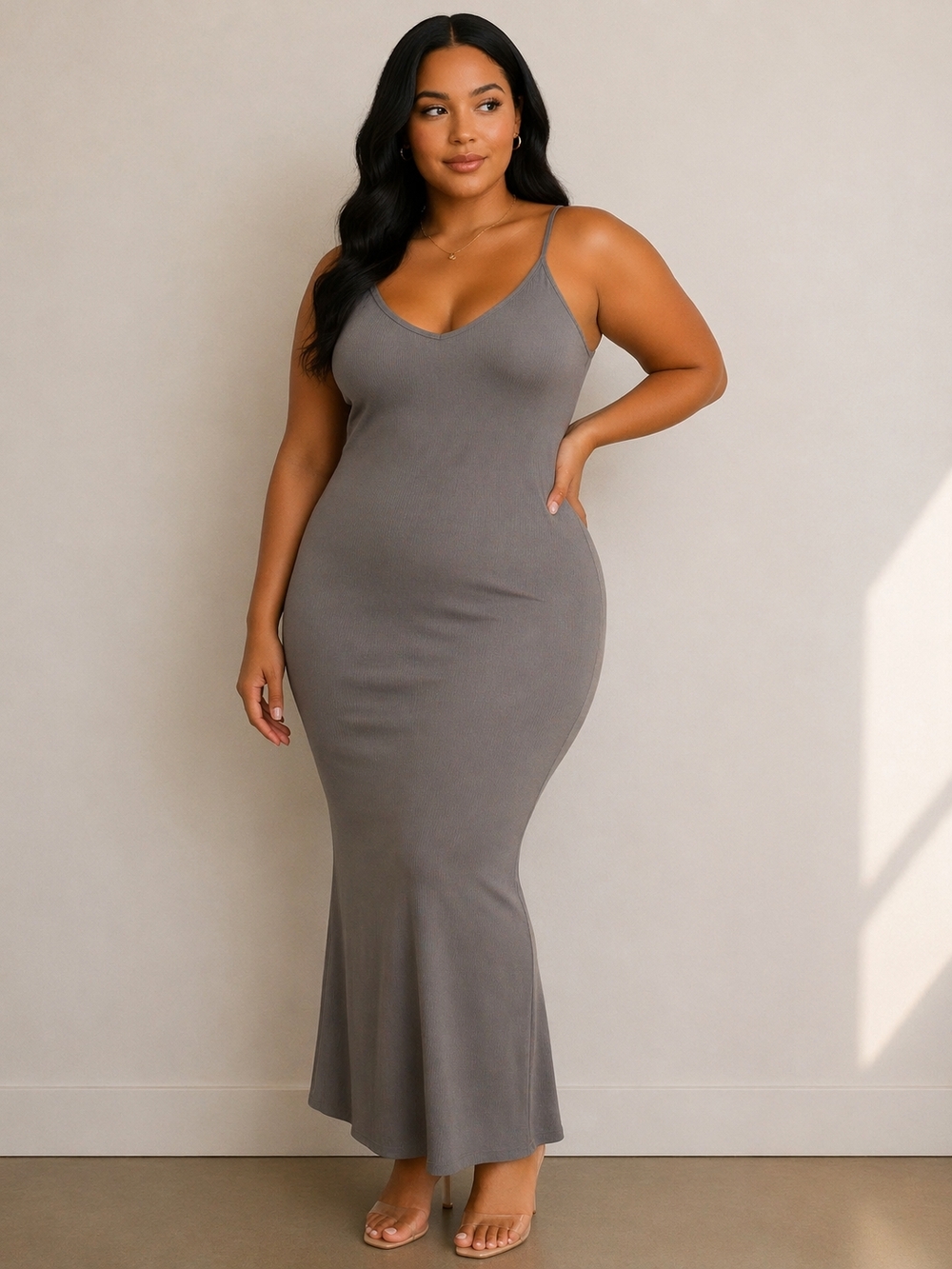 Cider NWT 1x Ribbed Knit Mermaid Maxi Dress
